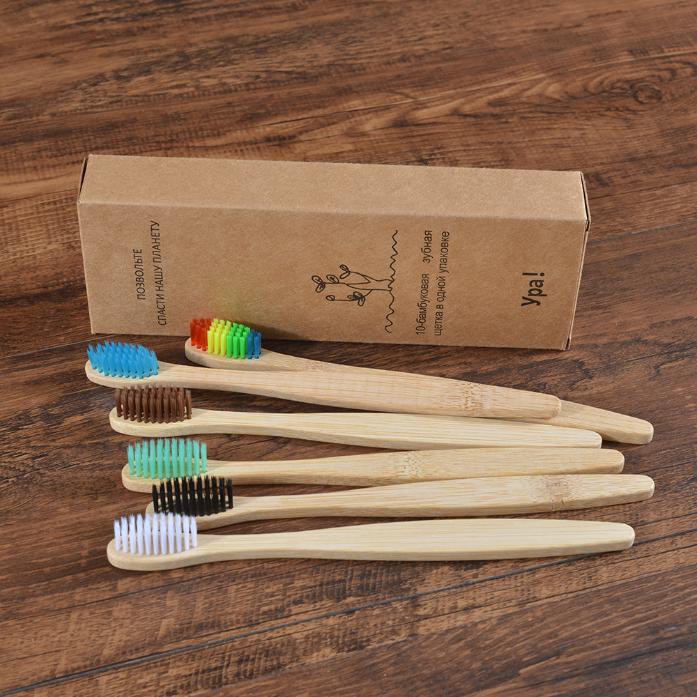 Toothbrush 10PCS Colorful Toothbrush Natural Bamboo Tooth Brush Set Soft Bristle Charcoal Teeth Eco Bamboo Toothbrushes Dental Oral Care 230831
