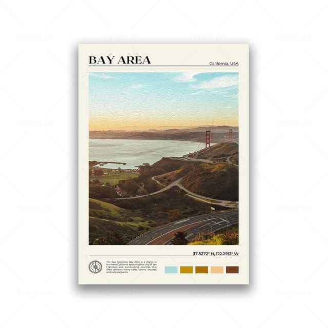 California Famous Landscape Canvas Painting Bay Area San Francisco San Diego Travel Posters And Prints Wall Art Living Room Bedroom Decor Wall Picture