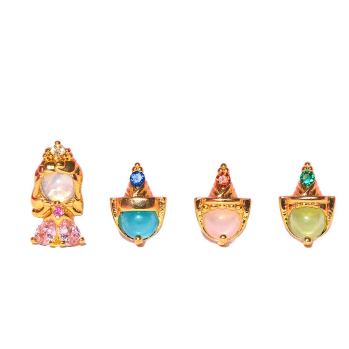 Charm 4PCS Set 925 Silver Needles Ins Colorful Zircon Stud Earrings For Women Jewelry Exquisite Cute Earring Party Gift Wholesale 230830