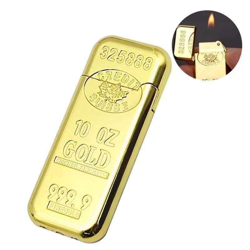 Creative Metal Gold Brick Torch Lighter Multipurpose Cool Refillable Candle Butane No Gas Lighters Free Fire Smoking Accessories KG99 W260202