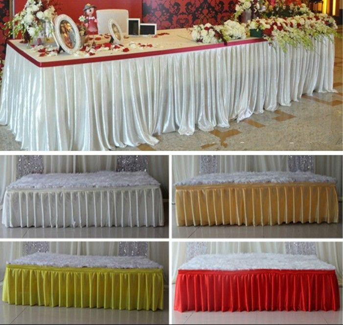 Fashion colorful ice silk table skirts cloth runner table runners decoration wedding pew table covers hotel event long runner decoration ZZ