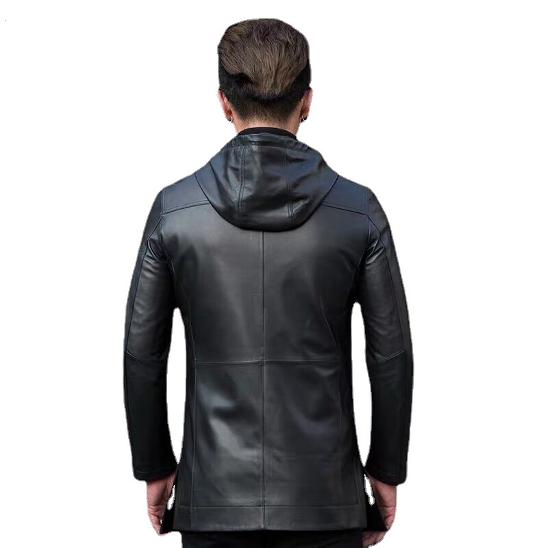 Men's Leather Faux Natural Genuine Clothes Sheepskin Jacket MidLength Anorak Coat Fur Spring and Autumn 230831Z