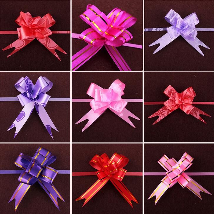 100pcs Large Size 50mm Beautiful solid color Pull Bow Ribbon Gift Packing flower bow Bowknot Party Wedding Car Room Decoration ZZ