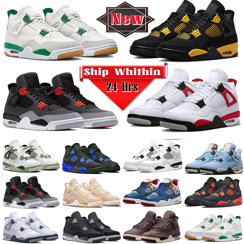 Thunder 4s Basketball Shoes jumpman 4 Military black cat oreo Photon Dust University Blue Red Cement Pine Green Frozen Moments Sports Trainers men women Sneakers