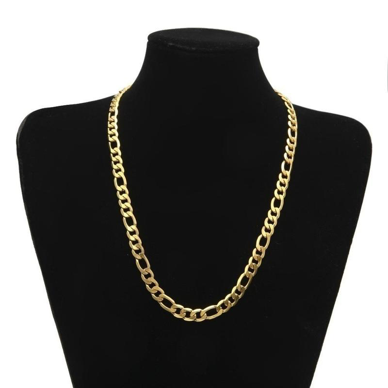 Necklace 24K Yellow Gold Filled Men039s Necklace Bracelet Set Figaro Curb Chain 200390392203903924039039268595120
