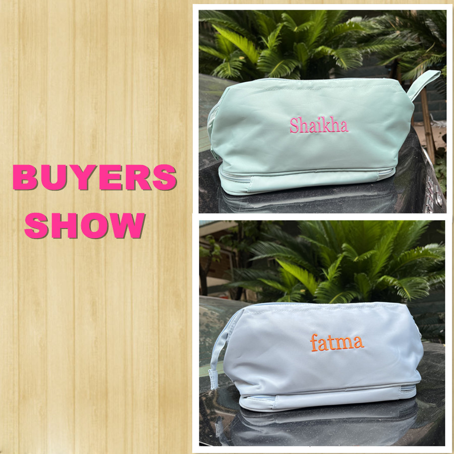 Cosmetic Bags Cases Personalized Simple Nylon High Texture Storage Bag Custom Embroidery Double Wash Capacity Eyebrow Portable Makeup 230831