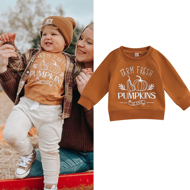 Hoodies Sweatshirts FOCUSNORM 0 4Y Toddler Kids Boys Girls Halloween T Shirts Long Sleeve Cartoon Pumpkin Letter Print Pullover Sweatshirt 230830