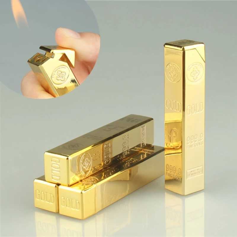 Creative Metal Gold Brick Torch Lighter Multipurpose Cool Refillable Candle Butane No Gas Lighters Free Fire Smoking Accessories KG99 W260202