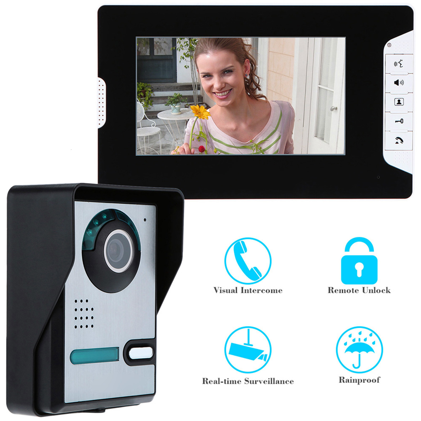 Video Door Phones Doorbell Phone with 7 Color TFT LCD Monitor Screen 5 IR LEDs Adjustable Volume Brightness for Home Office 230830