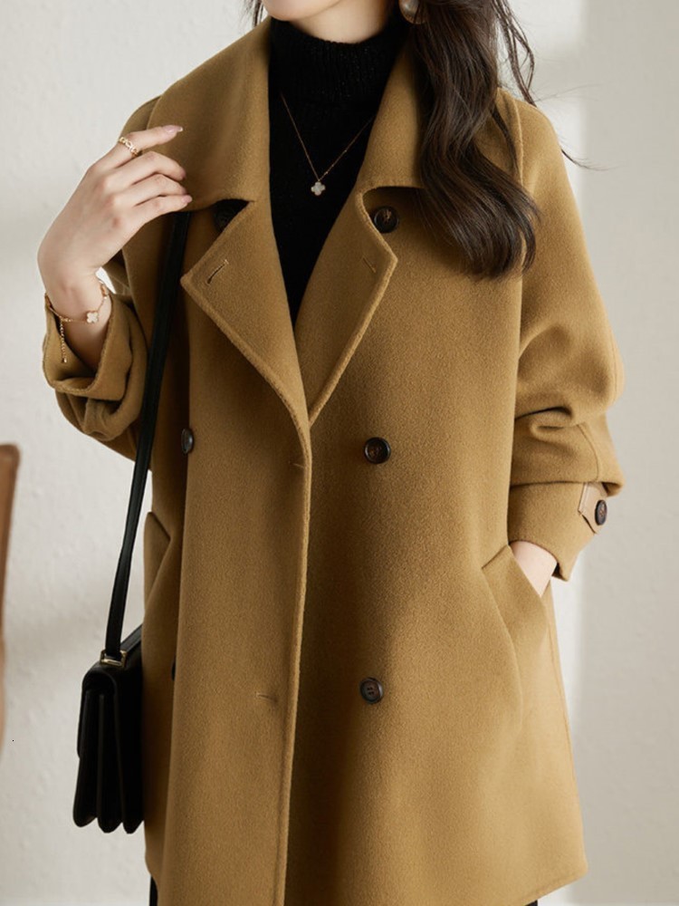 Women's Wool Blends Autumn Fashion Elegant Solid Woolen Coat Women Vintage Casual Loose Outerwear Jackets Female Chic Warm Overcoat Clothes 23083