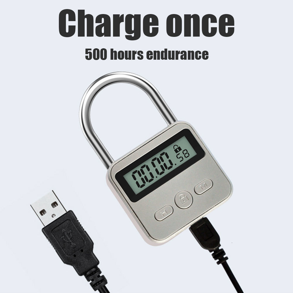 Door Locks Digital Timer Lock USB LCD Display Metal Micro Electronic Rechargeable Time Out Multi Function Heavy Duty Padlock 230830
