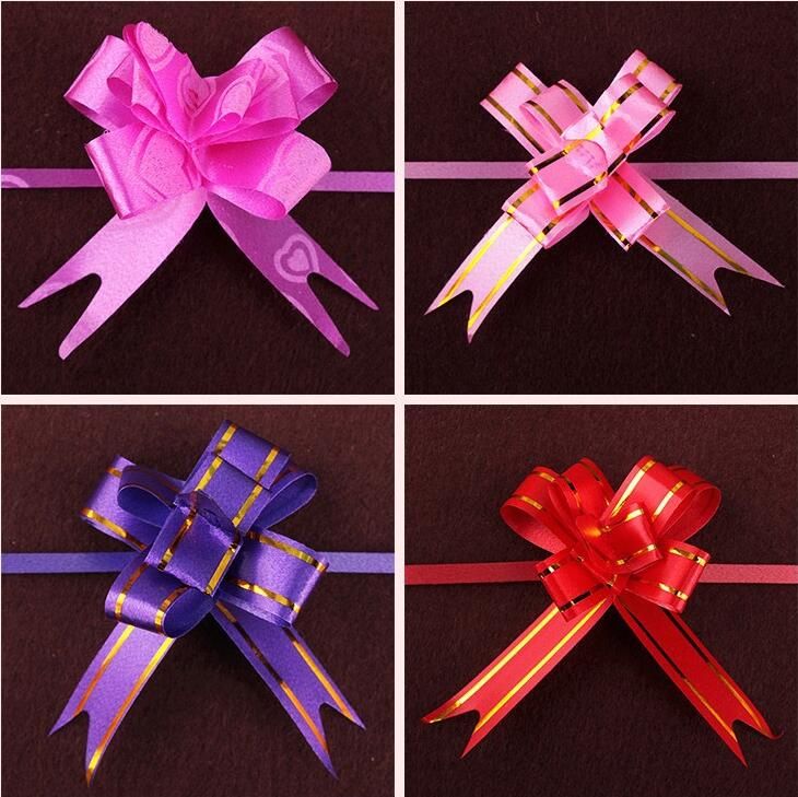 100pcs Large Size 50mm Beautiful solid color Pull Bow Ribbon Gift Packing flower bow Bowknot Party Wedding Car Room Decoration ZZ