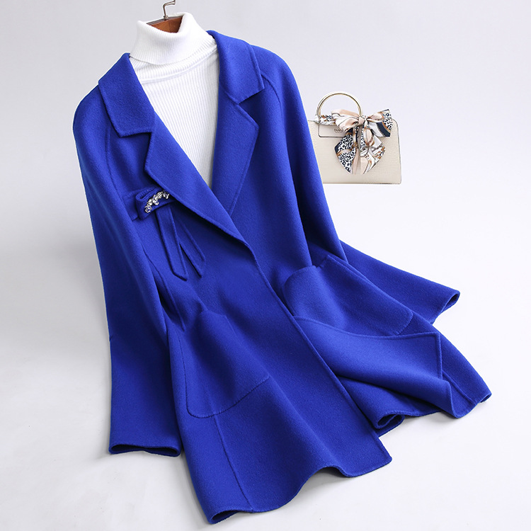 815G213# Coats and Jackets Women Autumn & Winter Outerwear Women's Loose Woolen Fabric Medium Length Double-sided Wool Cashmere