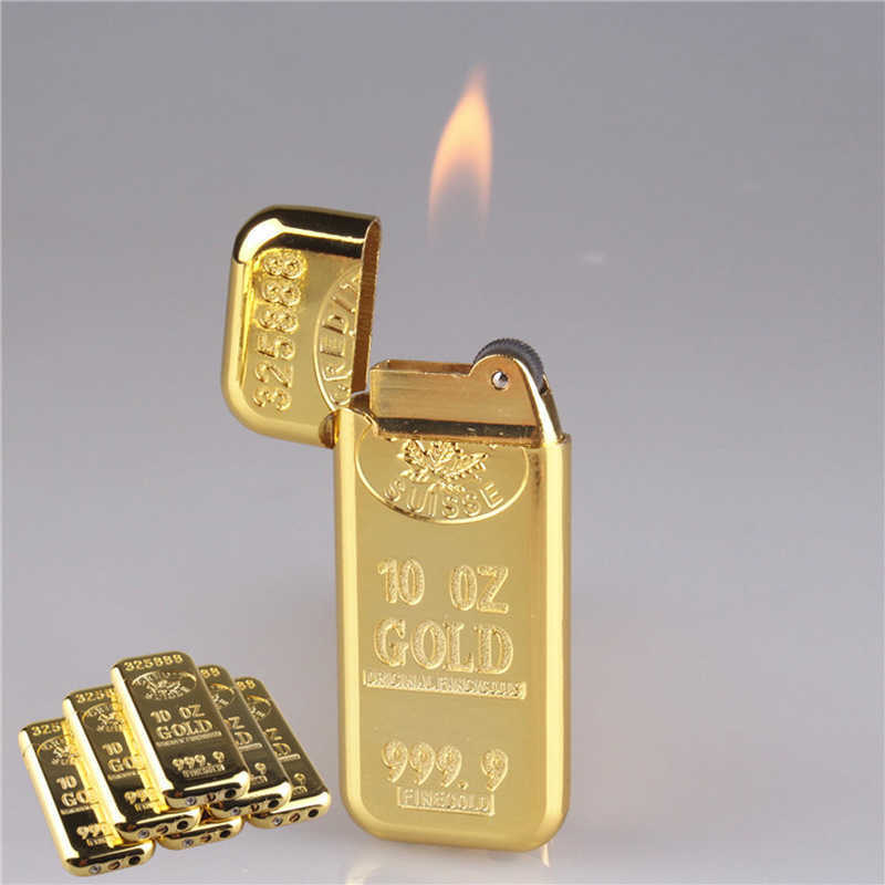Creative Metal Gold Brick Torch Lighter Multipurpose Cool Refillable Candle Butane No Gas Lighters Free Fire Smoking Accessories KG99 W260202