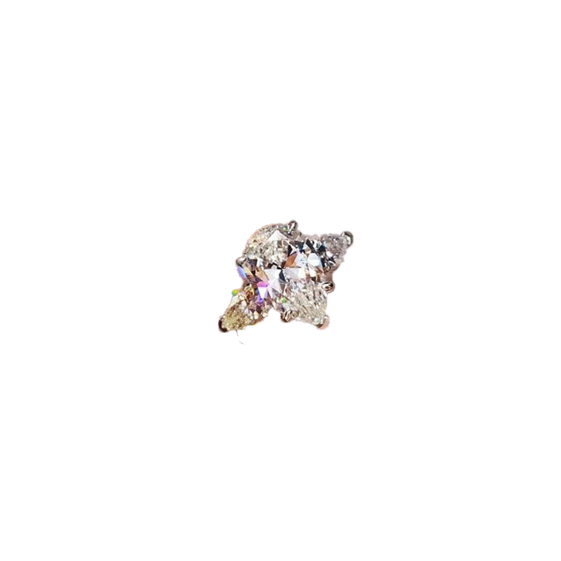 Ins Top Sell Sparkling Large Diamond Ring Luxury Jewelry 925 Sterling Silver Water Drop White Topaz Gemstones Women Wedding Band R