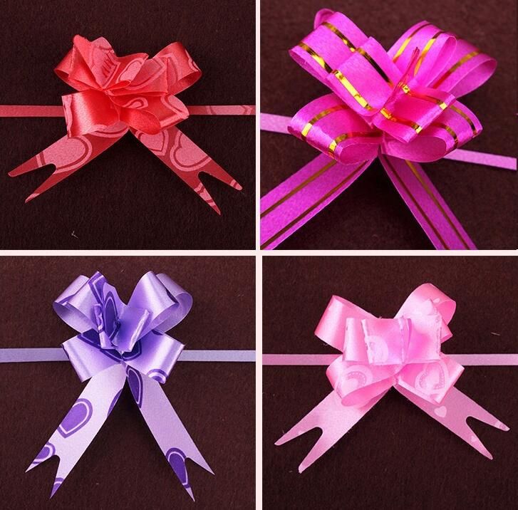 100pcs Large Size 50mm Beautiful solid color Pull Bow Ribbon Gift Packing flower bow Bowknot Party Wedding Car Room Decoration ZZ