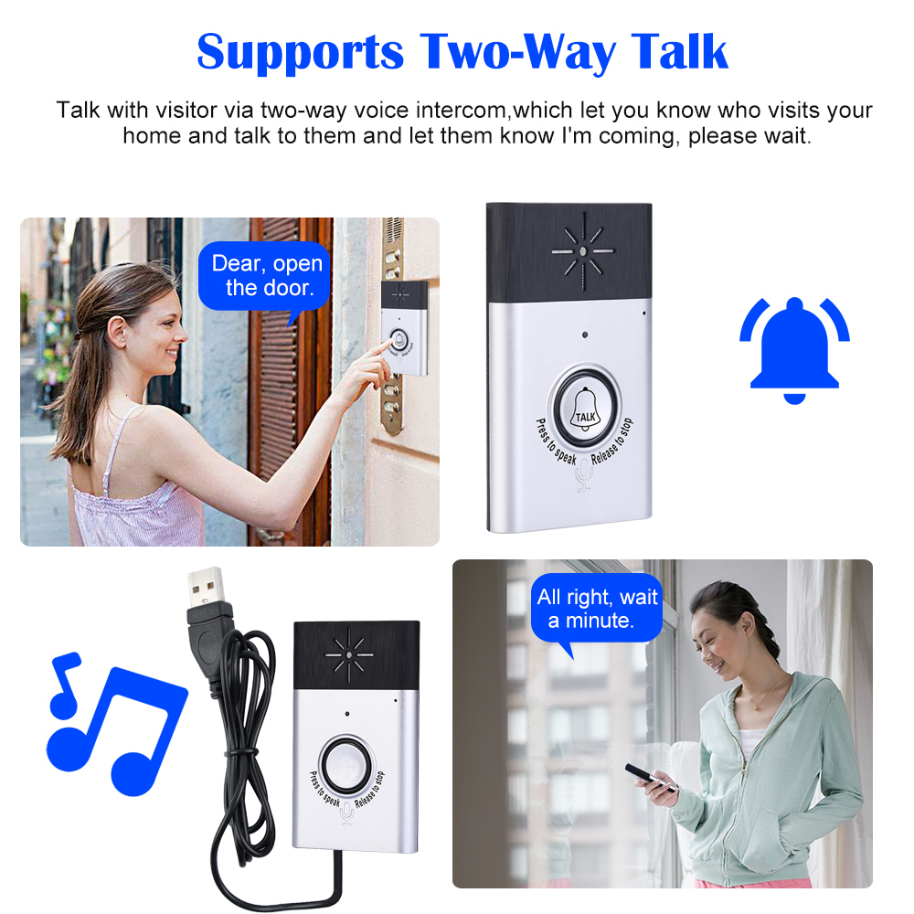 Video Door Phones Wireless Voice Intercom Doorbell 2 way Talk Monitor with Outdoor Unit Button Indoor Receiver Smart Home Security Bell 230830