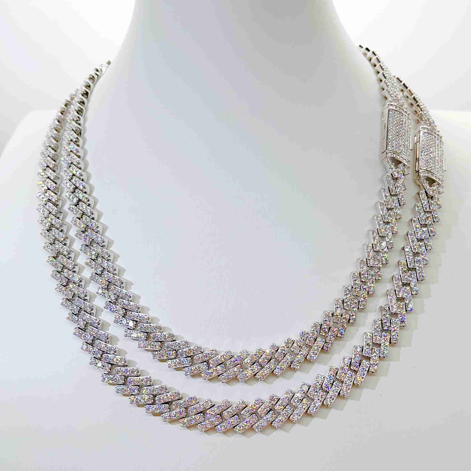 Pass Dia Tester Iced Out Vvs Moissanite Sterg Sier 10mm Cuban k Chain