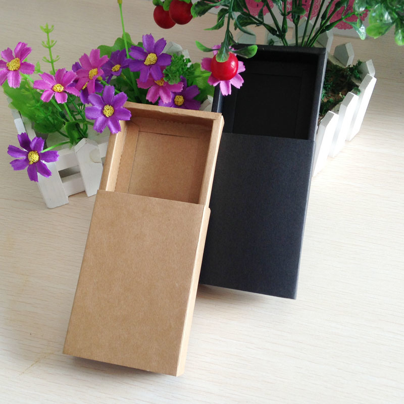 Jewelry Boxes 50PCS/Lot Gift box Retail Black Kraft Paper Drawer Box Gift Craft Power Bank Packaging Cardboard Jewelry Boxes 230831