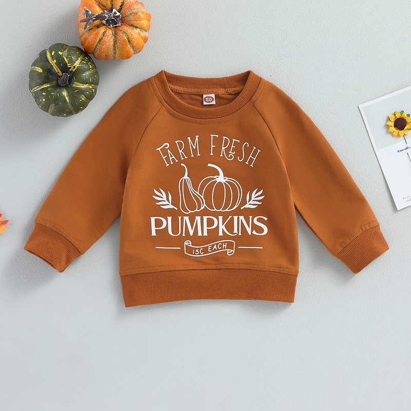 Hoodies Sweatshirts FOCUSNORM 0 4Y Toddler Kids Boys Girls Halloween T Shirts Long Sleeve Cartoon Pumpkin Letter Print Pullover Sweatshirt 230830