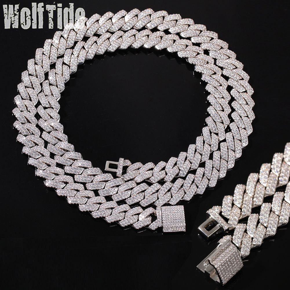 13mm 20mm Gold Bling Diamond Cuban Link Chain Necklace Choker for Men Iced Out 2 Tone Pink 5A CZ Cubic Zirconia Curb Chains Miami Hip Hop Rapper Jewel