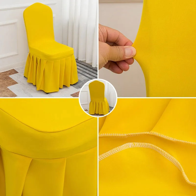 Pleated Skirt Chair Covers Party Weddings Banquet Polyester Chairs Covers for Hotel Home Decor Wedding