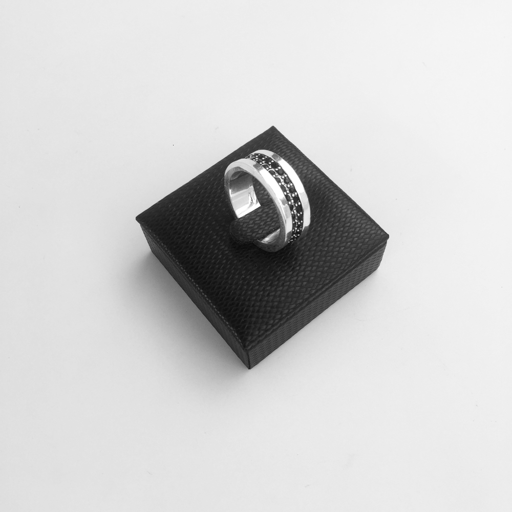 Wedding Rings Bands Black White CZ 925 Sterling Silver Jewelry Europe Styling Classic Trendy Bijoux Gift for Men Boy Women 230830