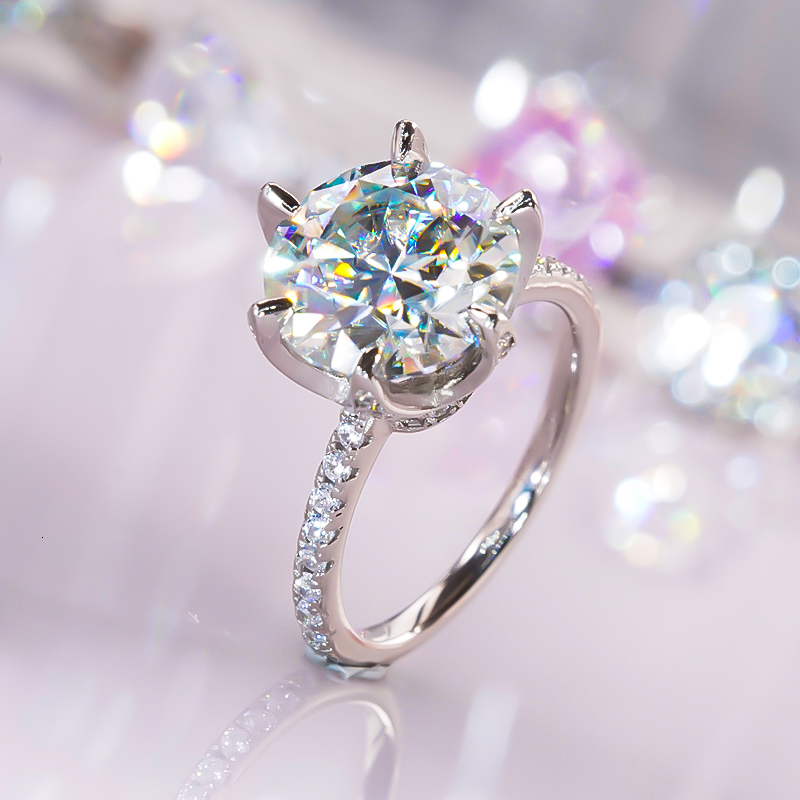 Wedding Rings 5 Carat Diamond Ring S925 Sterling Silver with Platinum Plated Fine Jewelry for Women Gift Certificate 230830