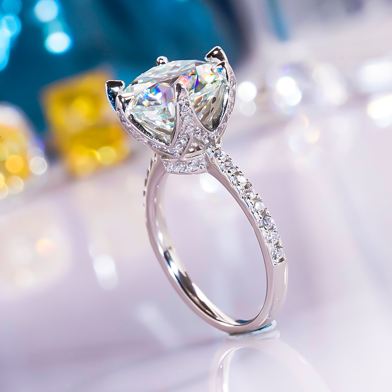 Wedding Rings 5 Carat Diamond Ring S925 Sterling Silver with Platinum Plated Fine Jewelry for Women Gift Certificate 230830