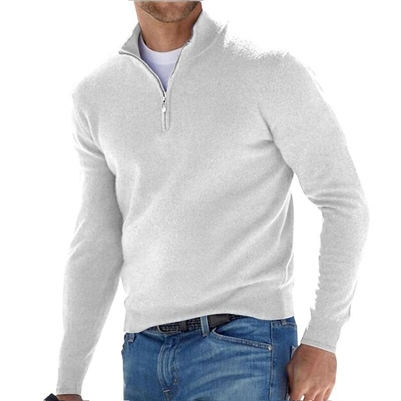 Men's Polos Vintage Solid Wool Polo Shirt for Men Autumn Casual Daily Loose Pullovers Winter Mens Fashion Zip-up Lapel Long Sleeve Tops 230830