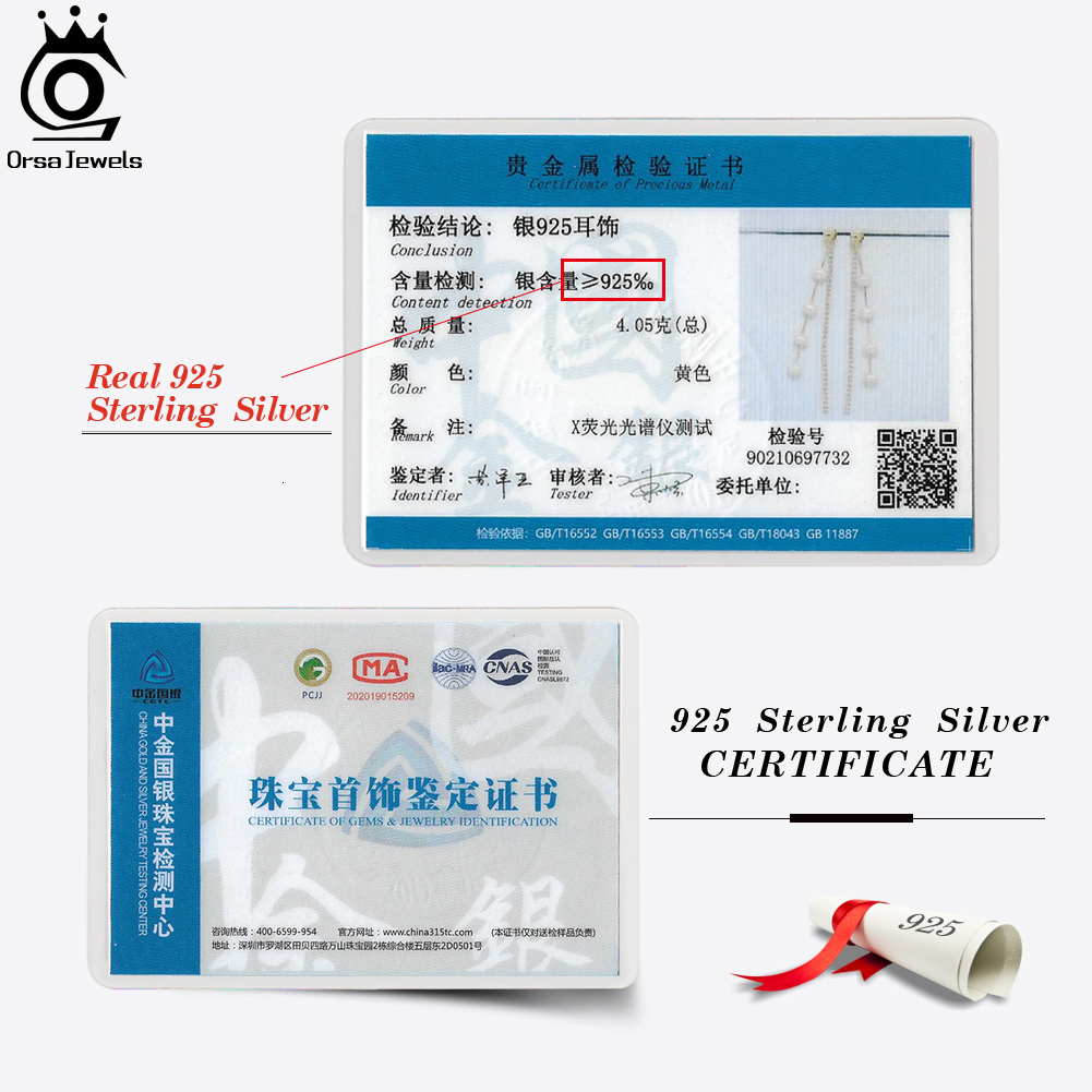 Hoop Huggie ORSA JEWELS 925 Sterling Silver Pearl Dangle Earrings Chain for Women Teen Elegant Long Tassel Jewelry GPE22 230831