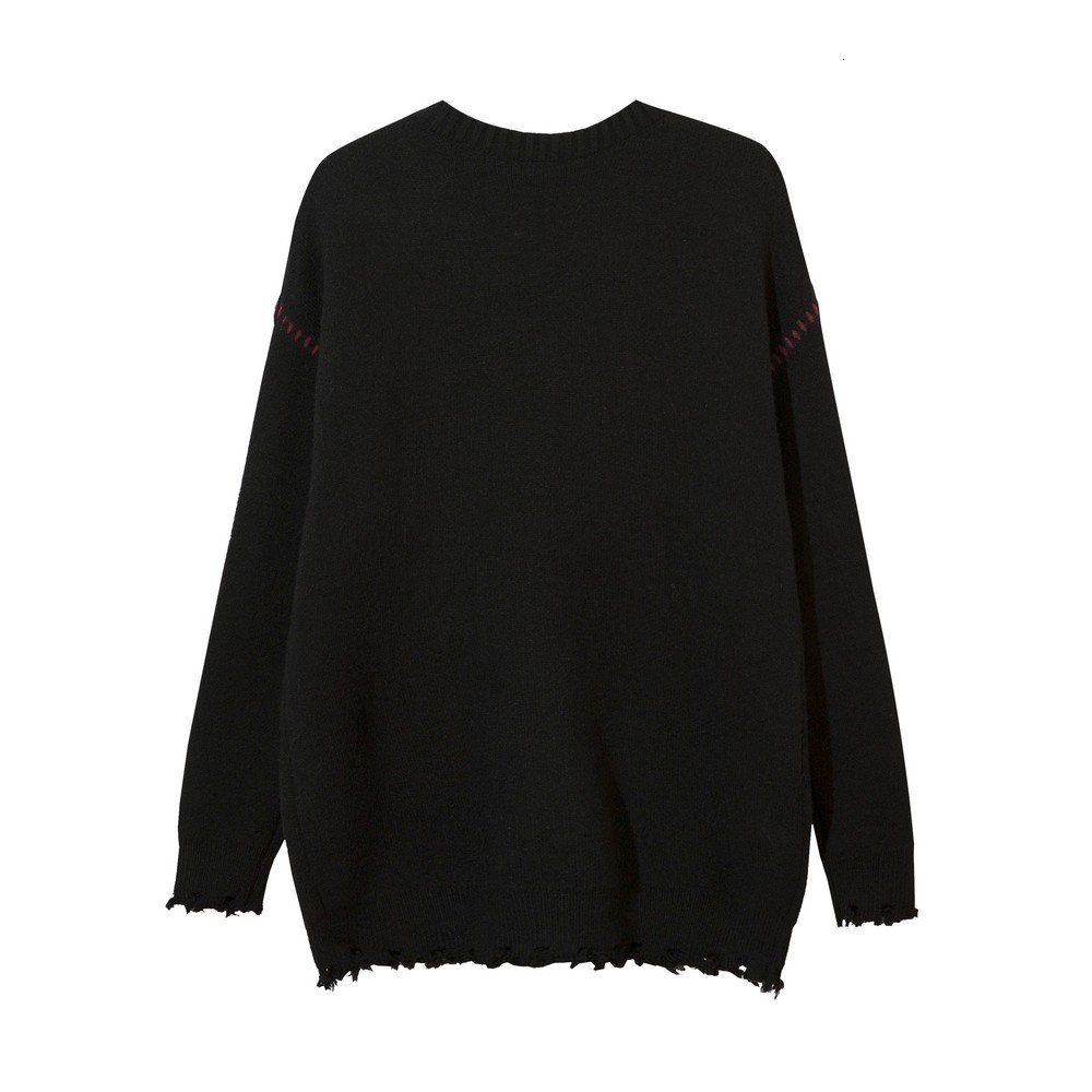 Men's Sweaters Embroidery Letter Vintage Sweater for Women Ripped Long Sleeve Oversize Y2k Grunge Gothic Clothing Goth Tops Streetwear 230831