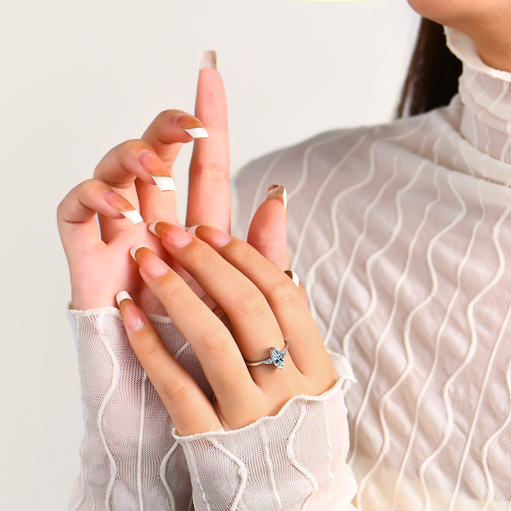 Wedding Rings CHARMING 2023 Marquise 1CT Ring Pure 10K 14K 18K Real Gold for Women Men Anniversary Fine Jewelry Gift 230830