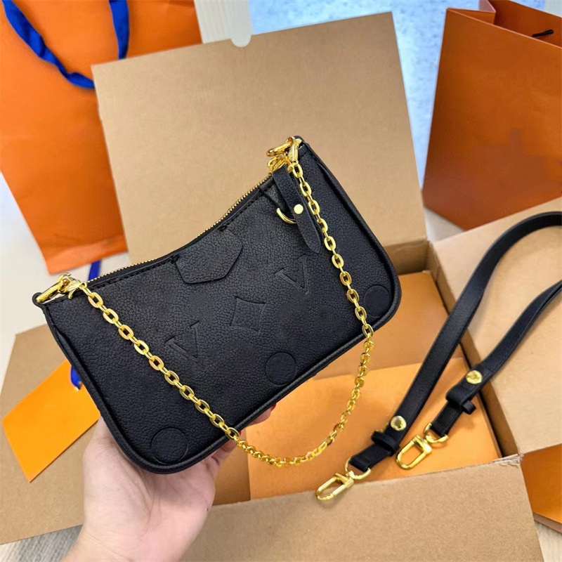 2023 Mini Easy Pouch Bags designer bag woman shoulder bags luxury chain purse floral phone purses Emboss Flowers Leather 5A