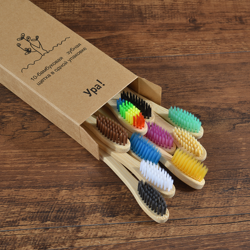 Toothbrush 10PCS Colorful Toothbrush Natural Bamboo Tooth Brush Set Soft Bristle Charcoal Teeth Eco Bamboo Toothbrushes Dental Oral Care 230831