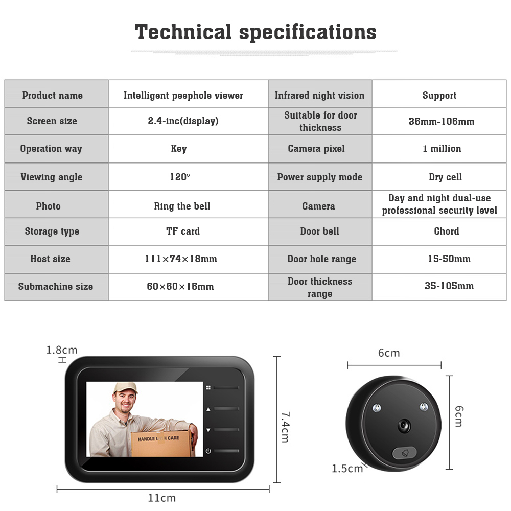 Video Door Phones Viewer Peephole Camera Doorbell with Wireless Monitor Live View Available Digital P o Shooting Monitoring 230830