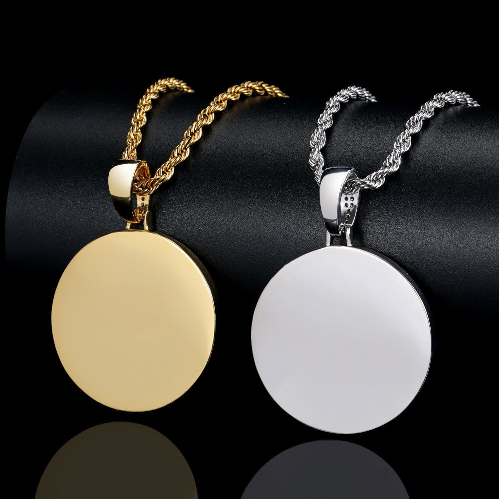 Pendant Necklaces Round Memory Medallions Custom Picture Pendant Necklace for Men Hip Hop Jewelry Large Size Po Pendant 230831