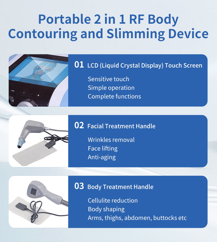 Portable Body Slimming Machine Face Lift Fat Burning Cellulite Reduction RF Machine With 2 Handles