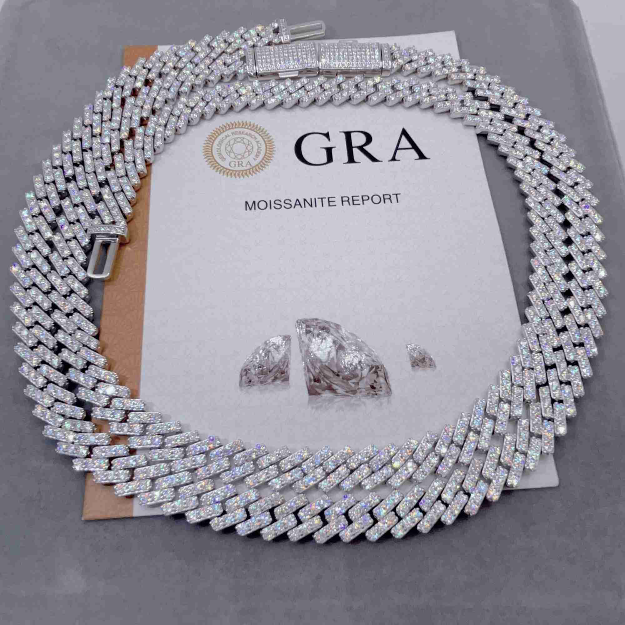 Pass Dia Tester Iced Out Vvs Moissanite Sterg Sier 10mm Cuban k Chain