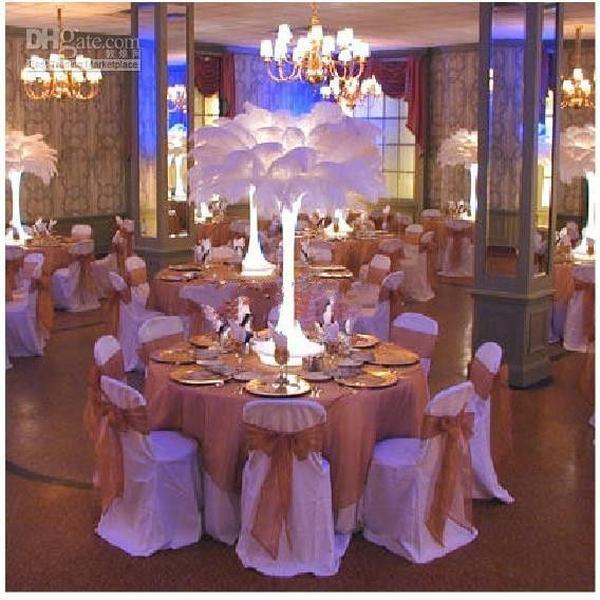 2015 New Arrival Natural White Ostrich Feathers Plume Centerpiece for Wedding Party Table Decoration ZZ