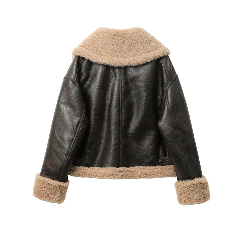 Women's Jackets RARF Autumn winter women's thickened warm double-sided short jacket Women's brown coat 230831