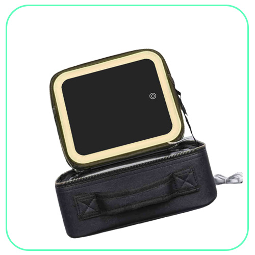 NXY cosmetic bags New travel makeup bag cases eva vanity case with led 3 lights mirror 220118