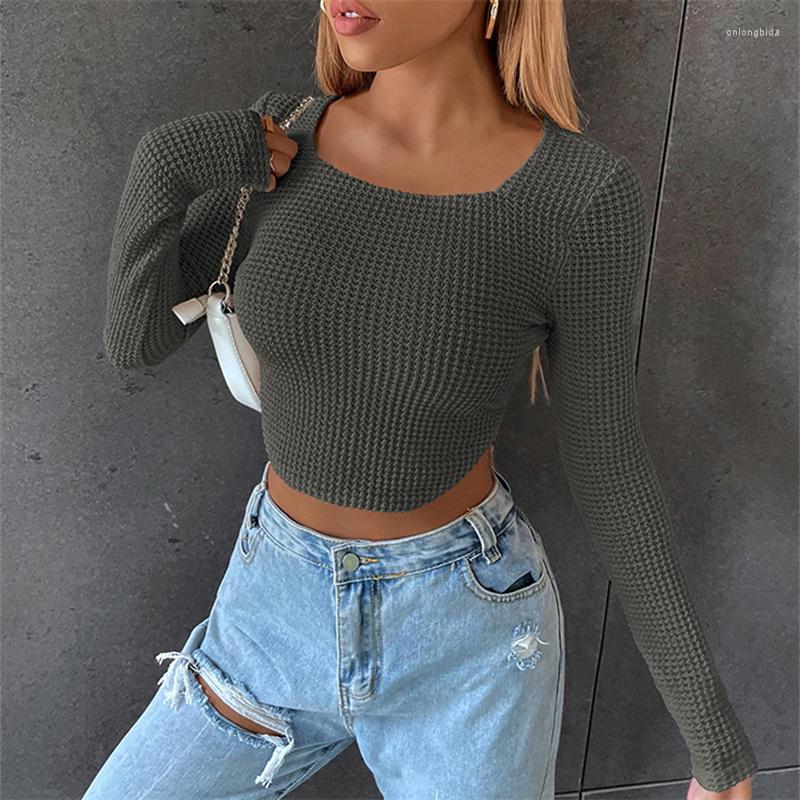 Womens T Shirts Long Sleeve Stitch Shirt Women Sexy Slim Streetwear Clothes Knit Crop Top Korean Fashion Spring Autumn Short Skinny Tshirt