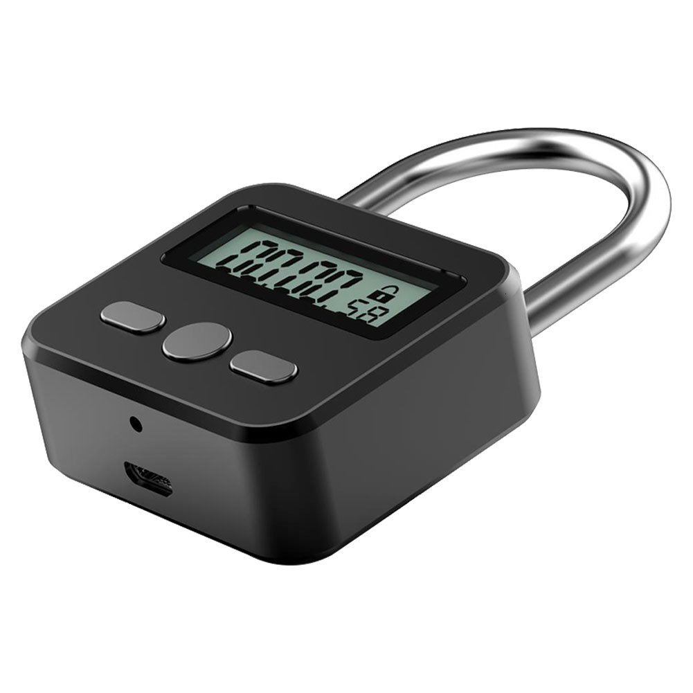 Door Locks Digital Timer Lock USB LCD Display Metal Micro Electronic Rechargeable Time Out Multi Function Heavy Duty Padlock 230830