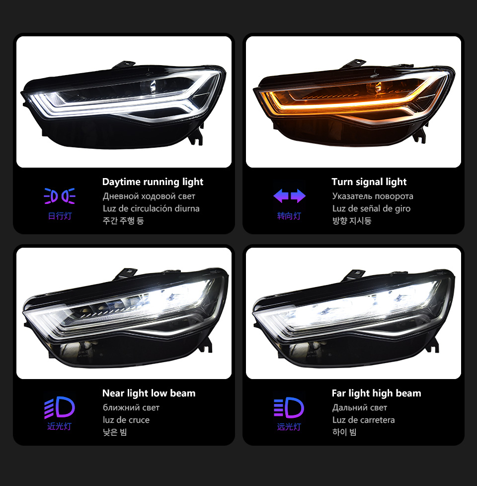 Modified LED Headlight For A6 C7 Headlights 2012-20 18 C7Pa Matrix Style LED Daytime Lights Dynamic Turn Signal