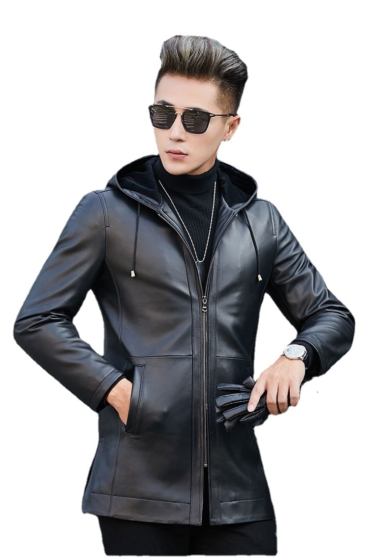 Men's Leather Faux Natural Genuine Clothes Sheepskin Jacket MidLength Anorak Coat Fur Spring and Autumn 230831Z