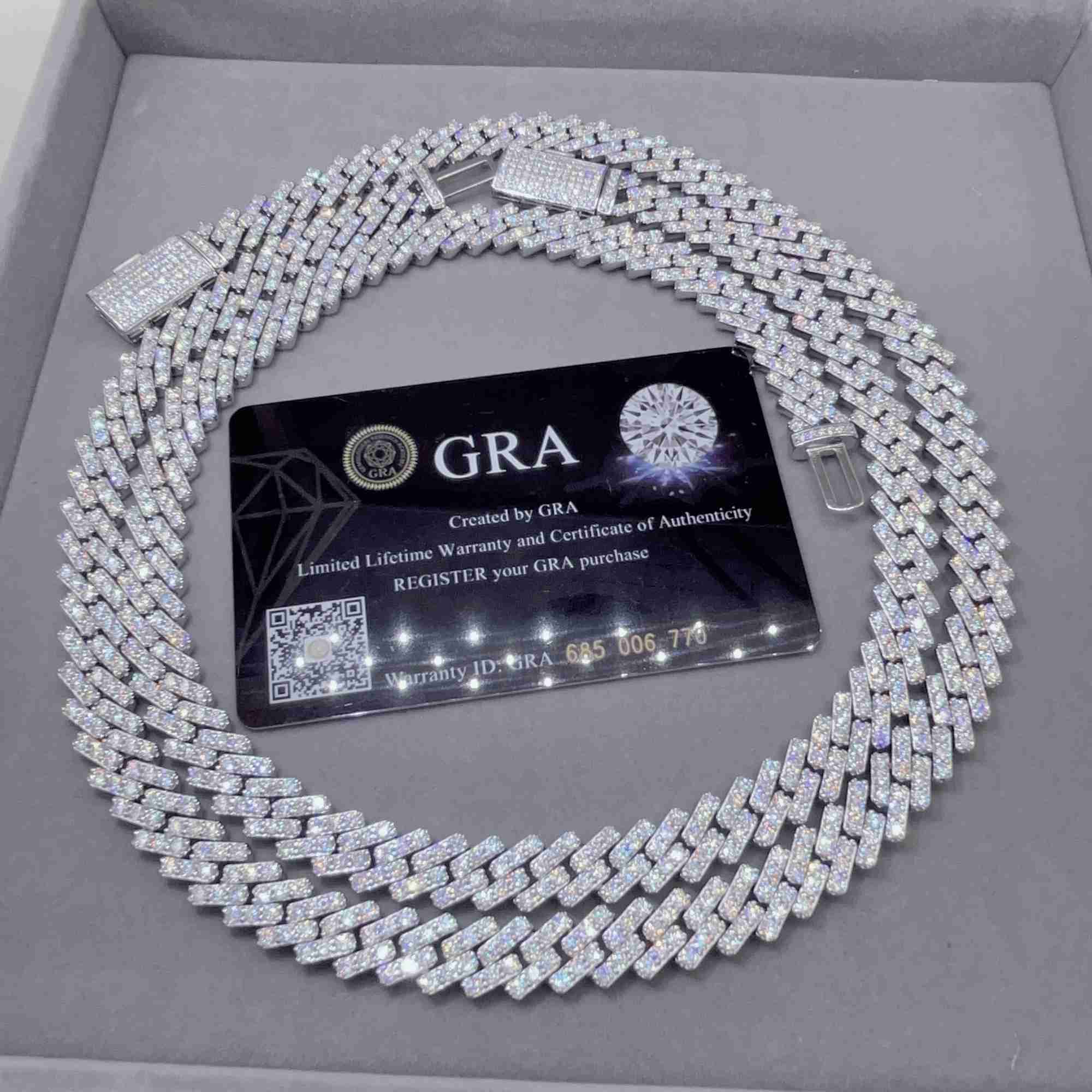 Pass Dia Tester Iced Out Vvs Moissanite Sterg Sier 10mm Cuban k Chain