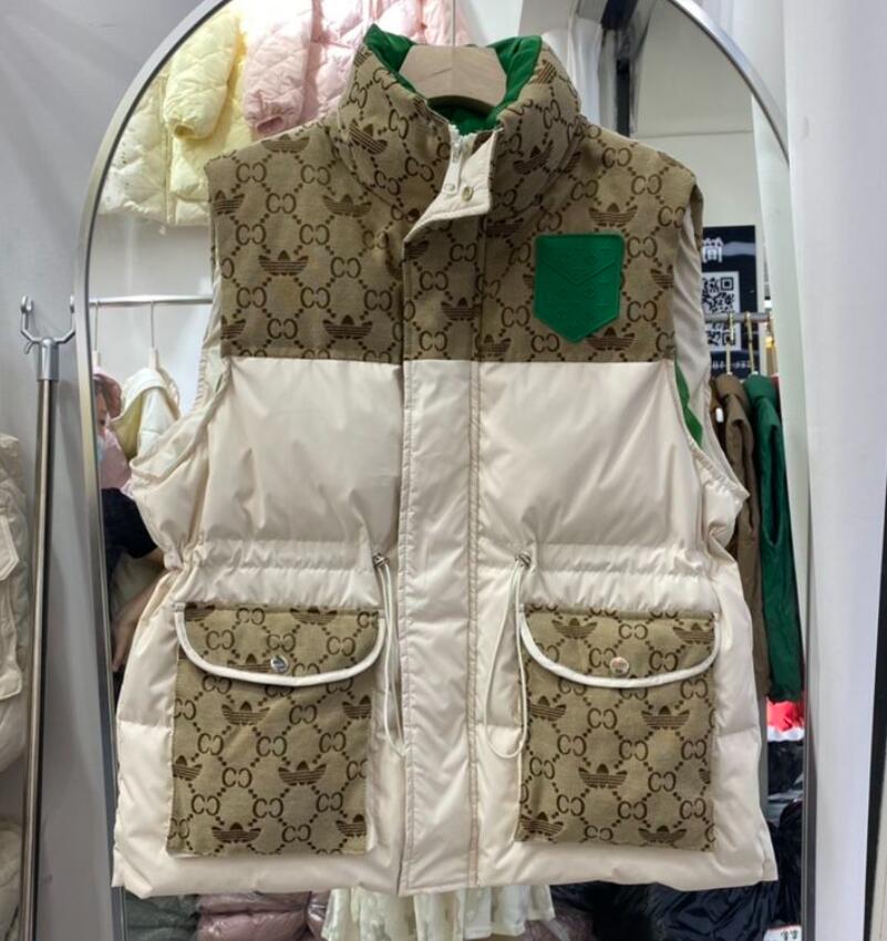 Women's Vests 2023 Autumn/Winter Loose Fit Fashion Standing Collar Women's Vest Letter Printed Cotton Women's Outerwear Coats