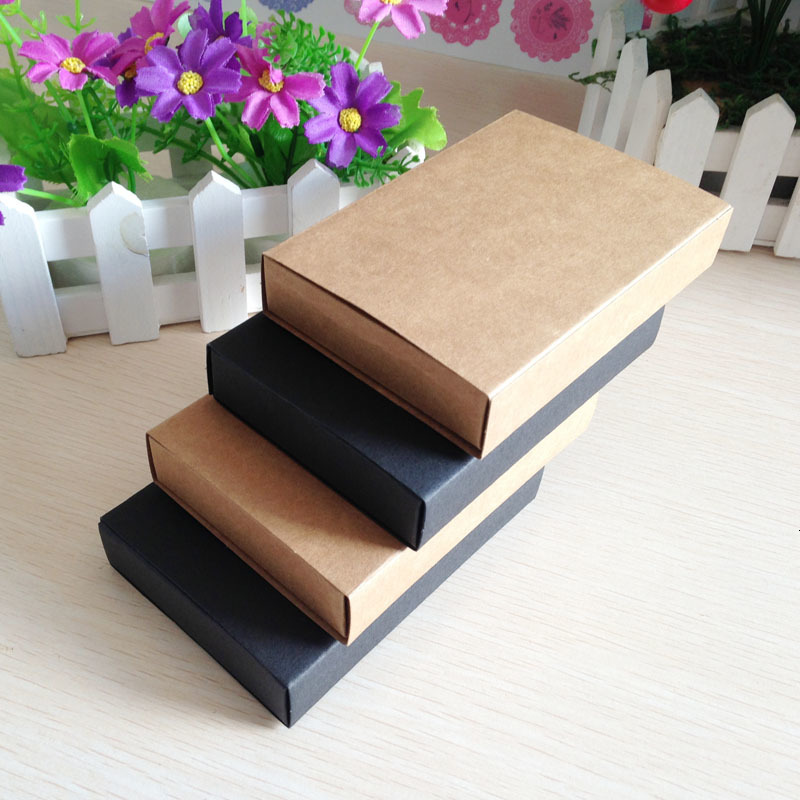Jewelry Boxes 50PCS/Lot Gift box Retail Black Kraft Paper Drawer Box Gift Craft Power Bank Packaging Cardboard Jewelry Boxes 230831