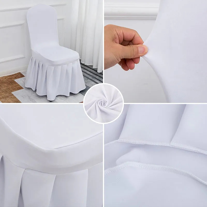 Pleated Skirt Chair Covers Party Weddings Banquet Polyester Chairs Covers for Hotel Home Decor Wedding